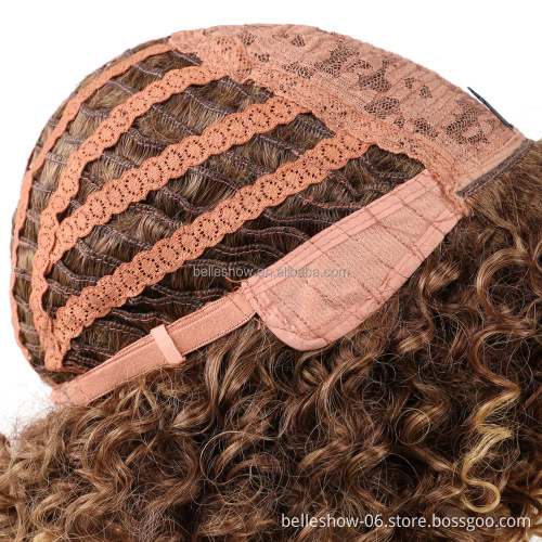 Hot sell Synthetic Afro Kinky Curly Wigs  For Black Women Heat Resistant Fiber Ombre Blonde Short Curly Wigs